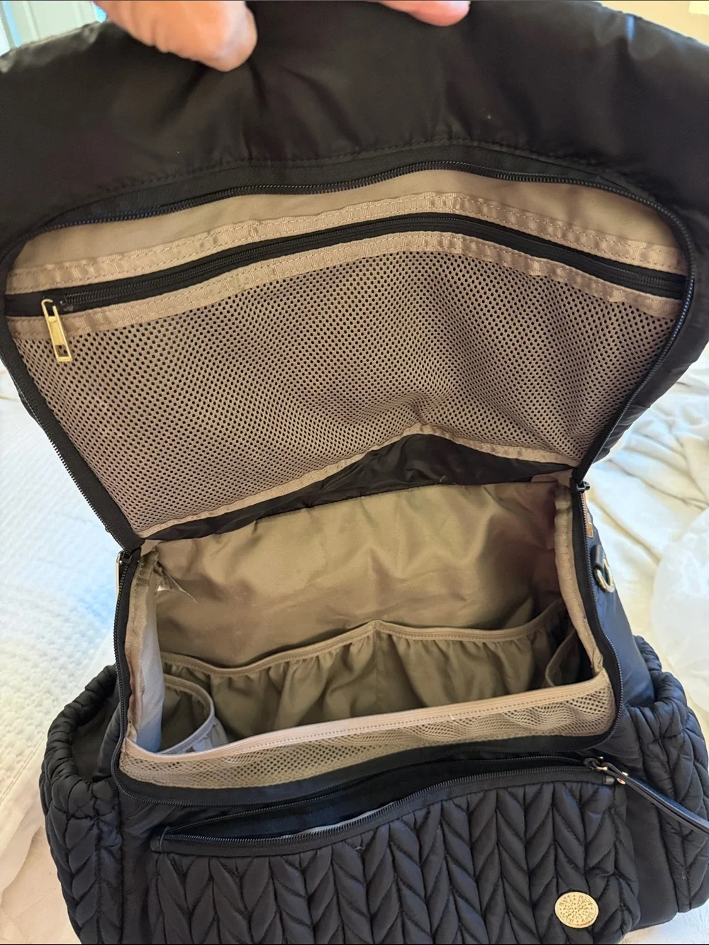 Quilted Black Puffer Backpack